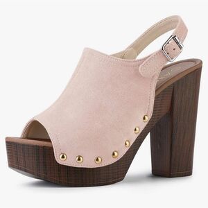 Allegra K Chunky Platform Heeled Sandals - Hot Pink